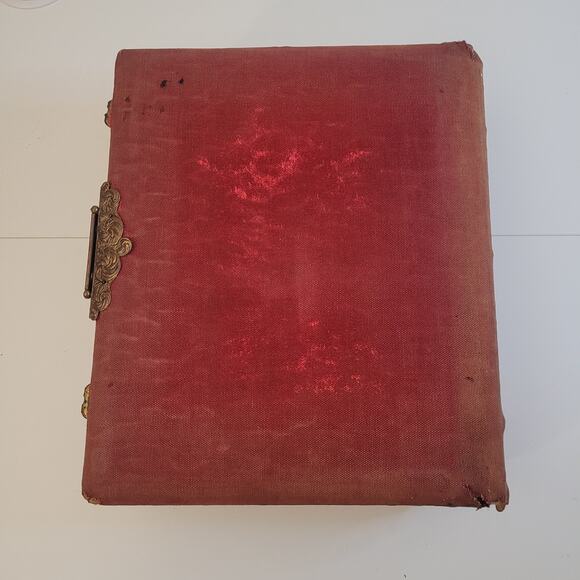Antique Velvet Photo Album with Crescent Moon Mirror & Metal Embellishments - Picture 10 of 16